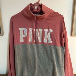 PINK Victoria's Secret Mauve and Silver Quarter-Zip